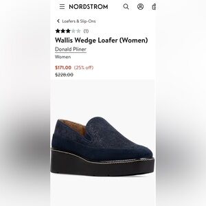 Donald Pliner Wallis Embossed Lizard Suede Platform Loafer Career Navy Size 7